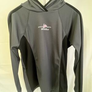 Baddie Black and Dark Gray Made in Canada Woman’s XL Lightweight Hoodie